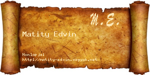 Matity Edvin névjegykártya